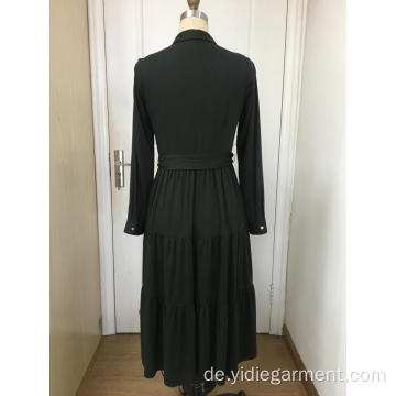 Dunkelgrünes Maxikleid mit Ärmeln